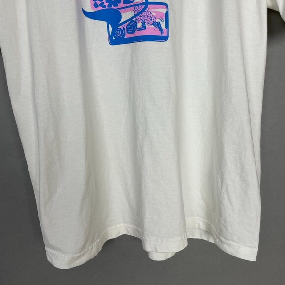 Graphic Tee Abstract Design Playful White T-Shirt Size Large Ring Men Pink Blue - Picture 6 of 8
